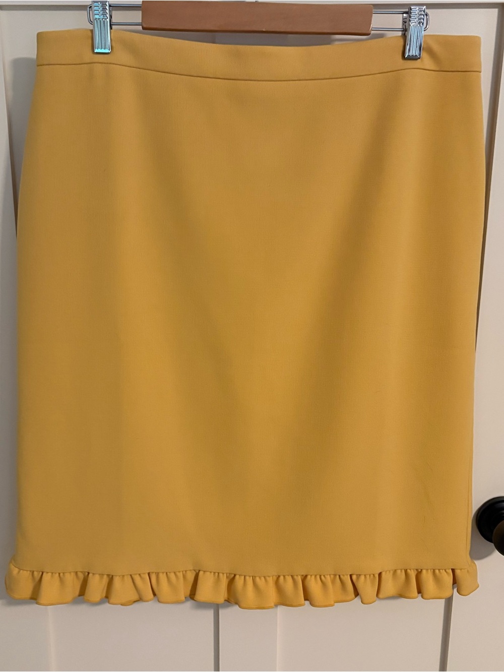 Ann Taylor Yellow Pencil Skirt with Ruffle Hem